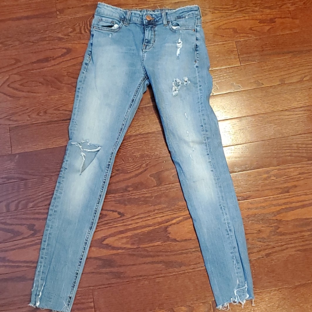 Zara blue ripped stretchy skinny jeans